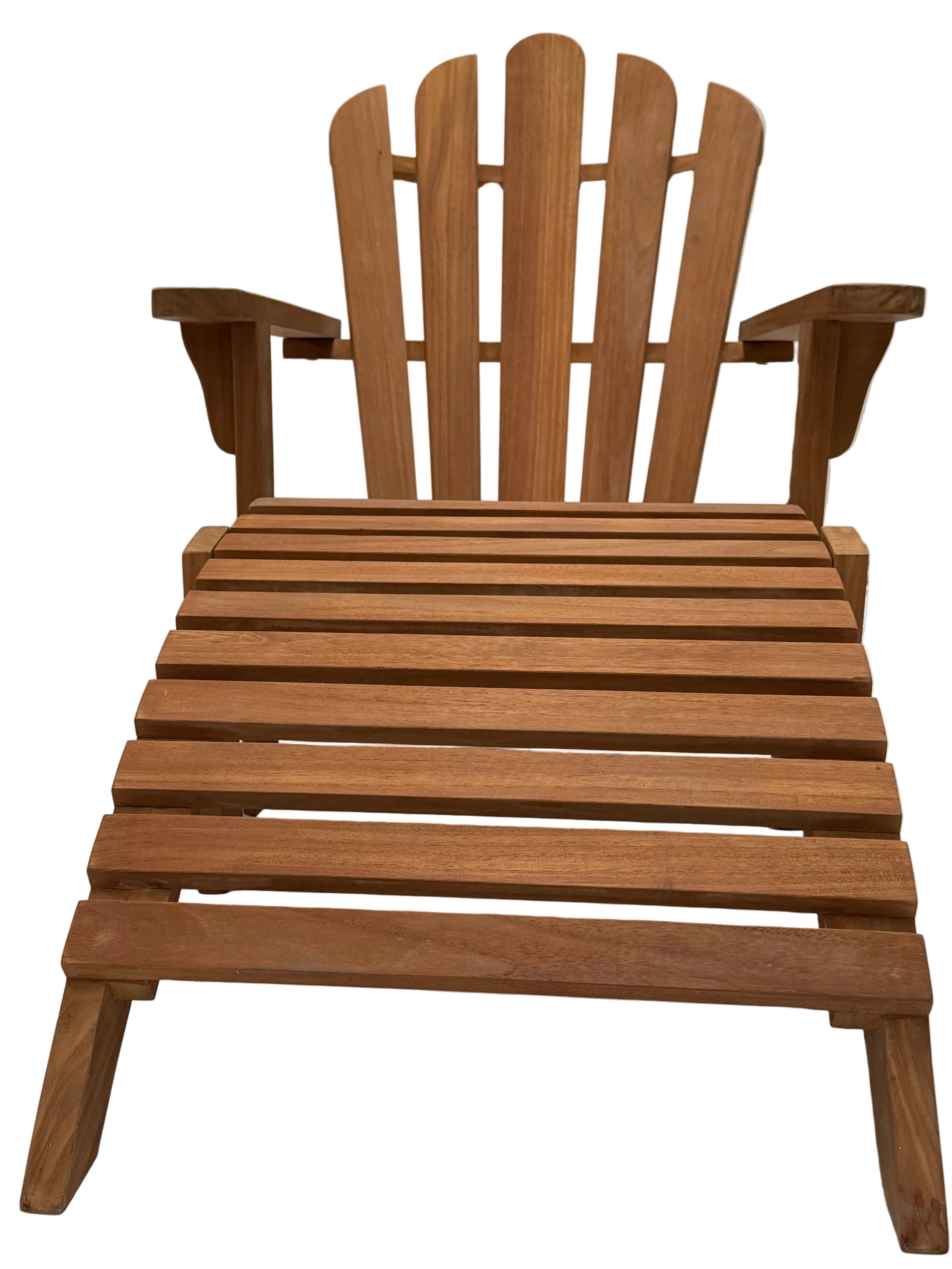 Round Back Teak Sun Lounger with Separate Leg Rest