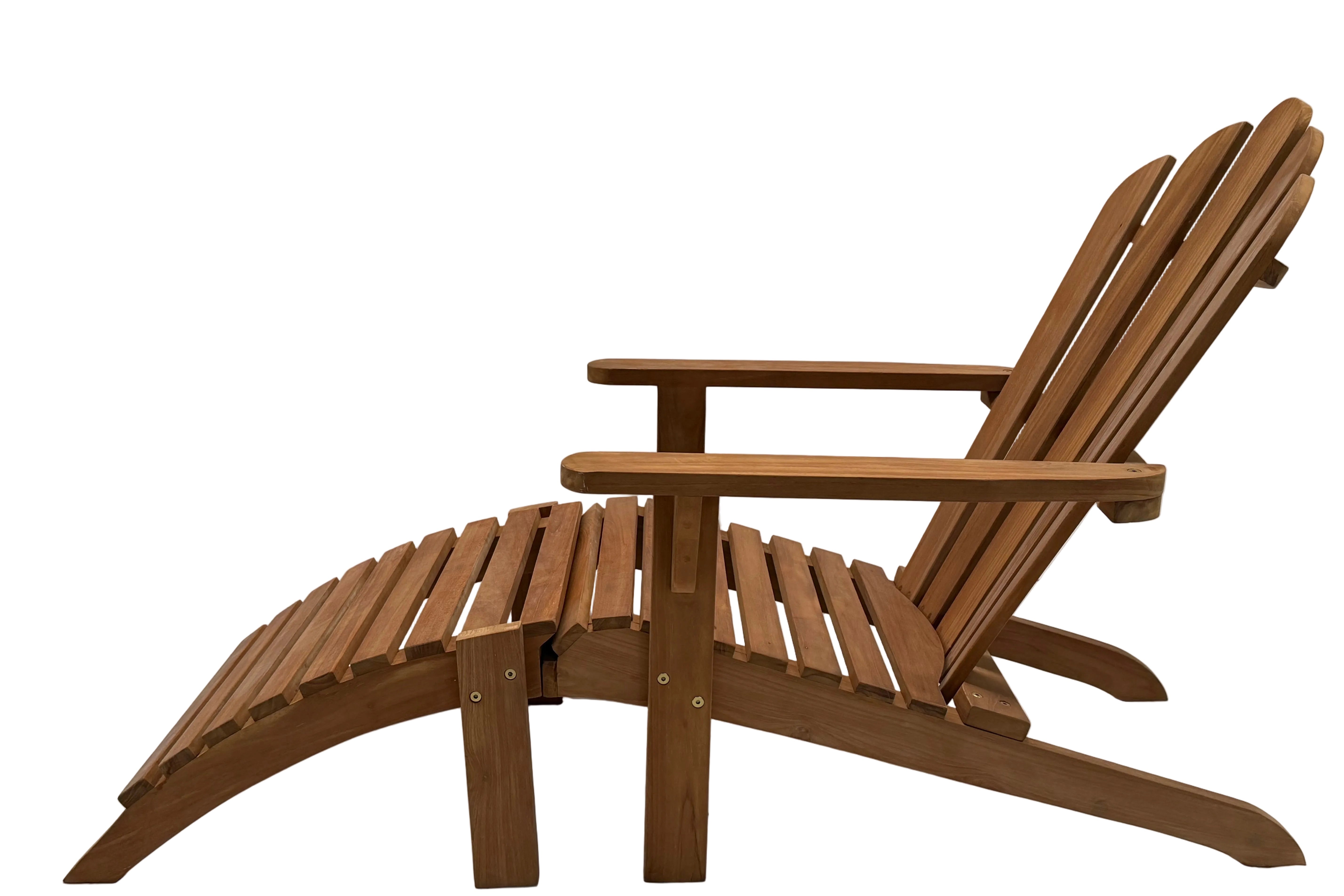 Round Back Teak Sun Lounger with Separate Leg Rest