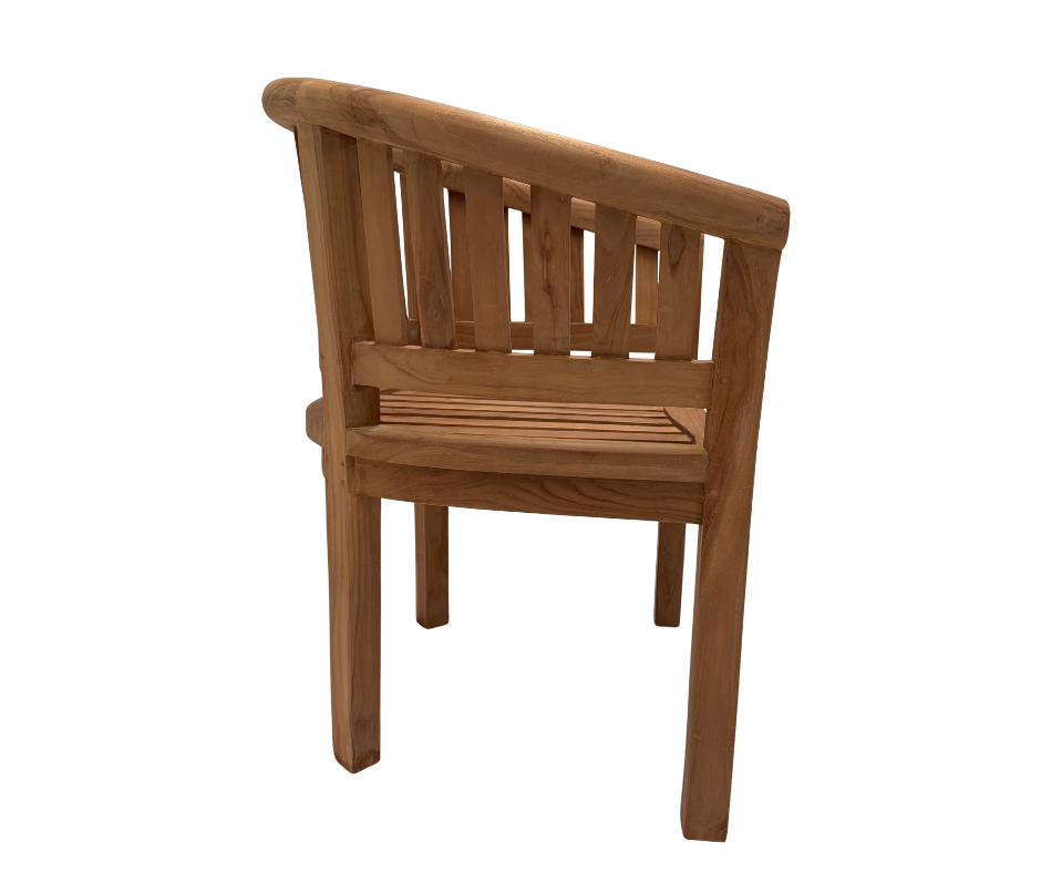 Crescent Teak Garden Chair With Horizontal Slats