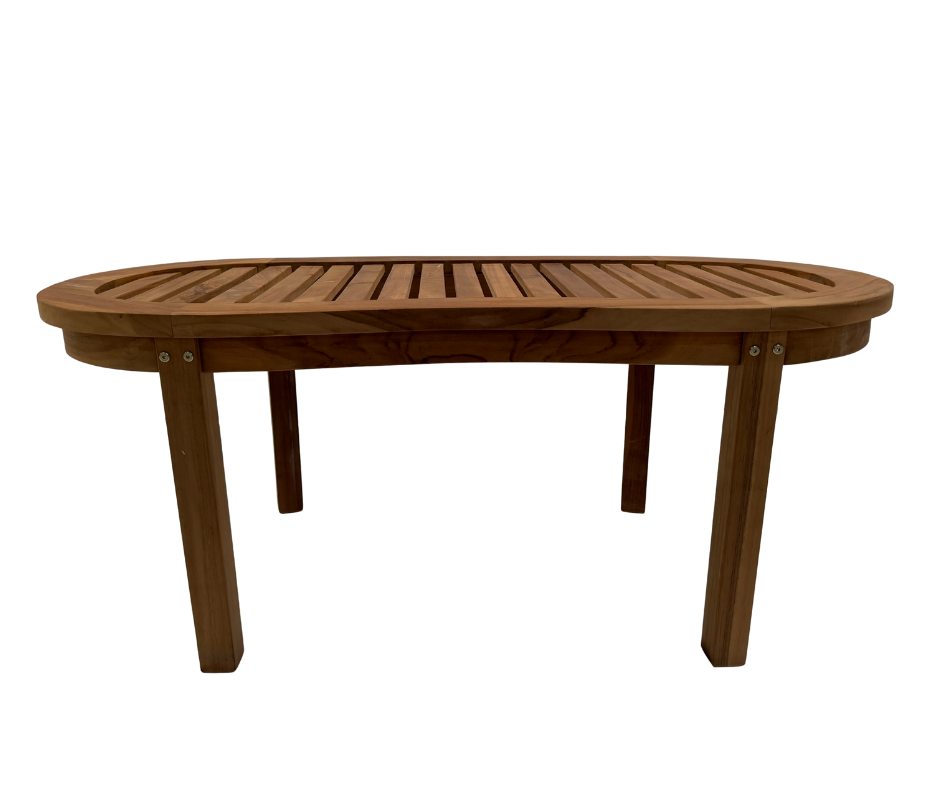 Teak Oval Coffee Table With Slatted Top