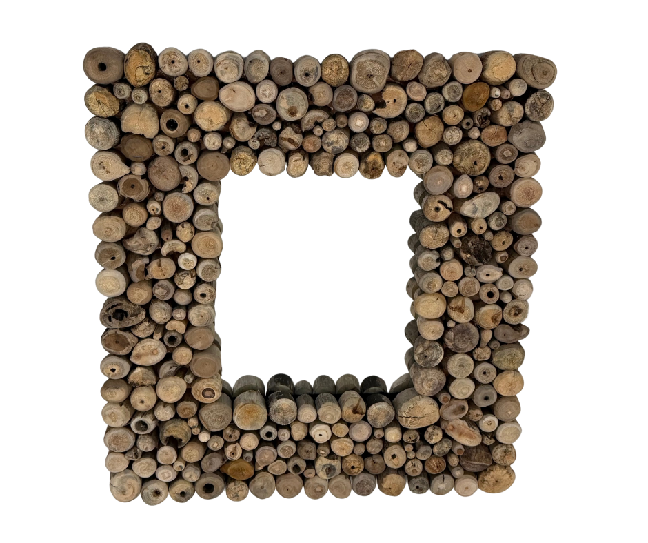 Stick Wood Square Wall Mirror