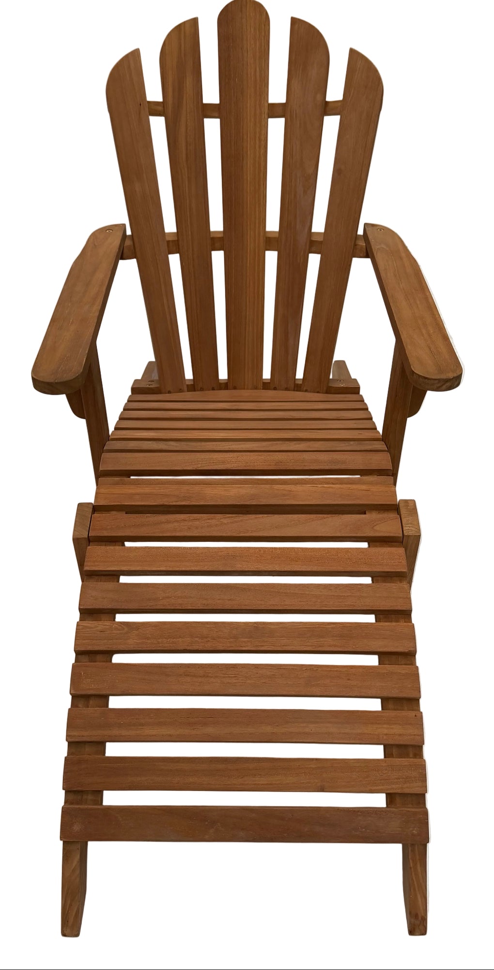 Round Back Teak Sun Lounger with Separate Leg Rest