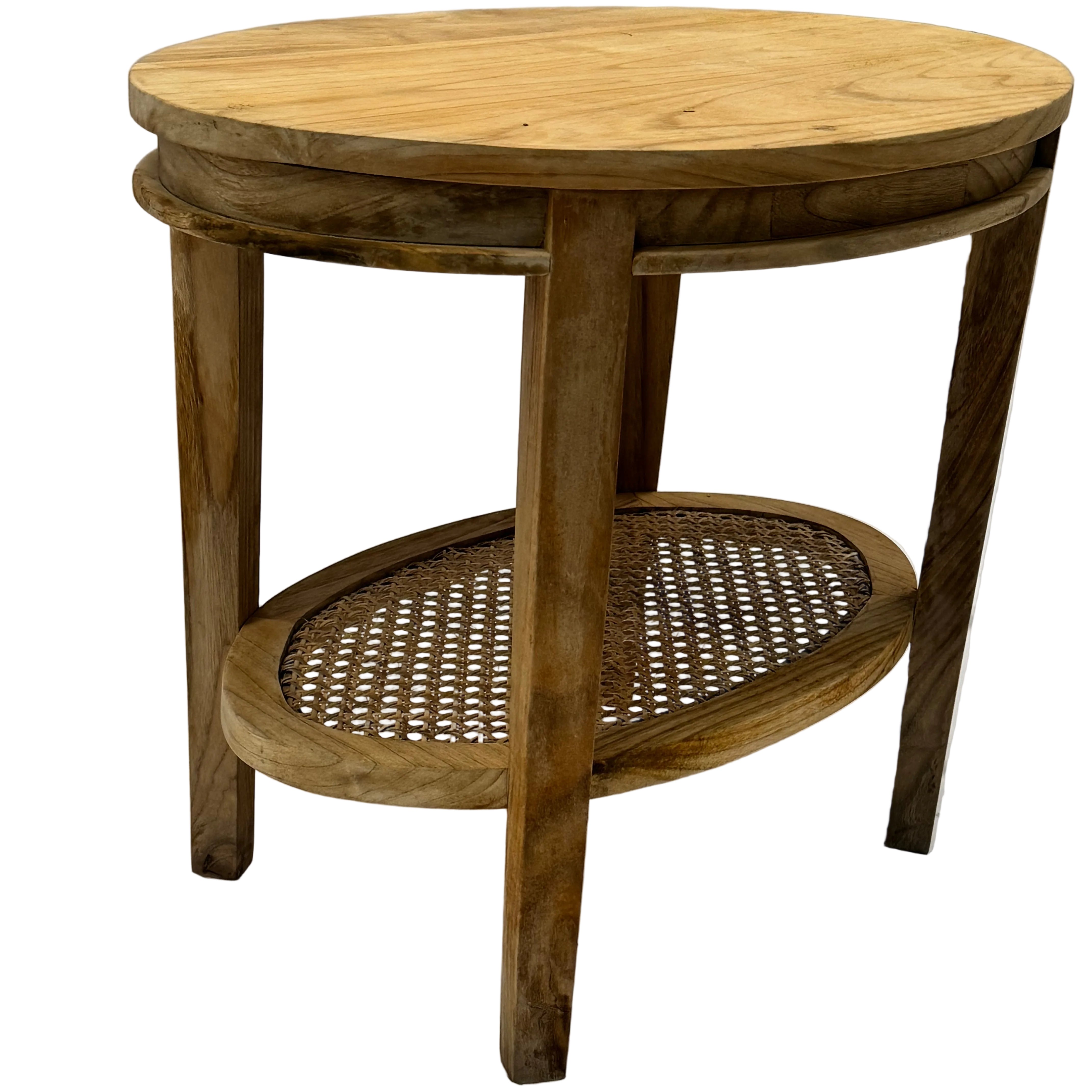 Oval Coffee Table With Rattan shelf