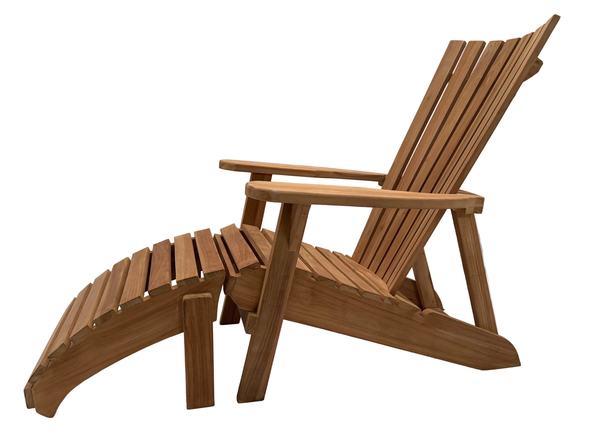 Square Back Teak Sun Lounger with Separate Leg Rest