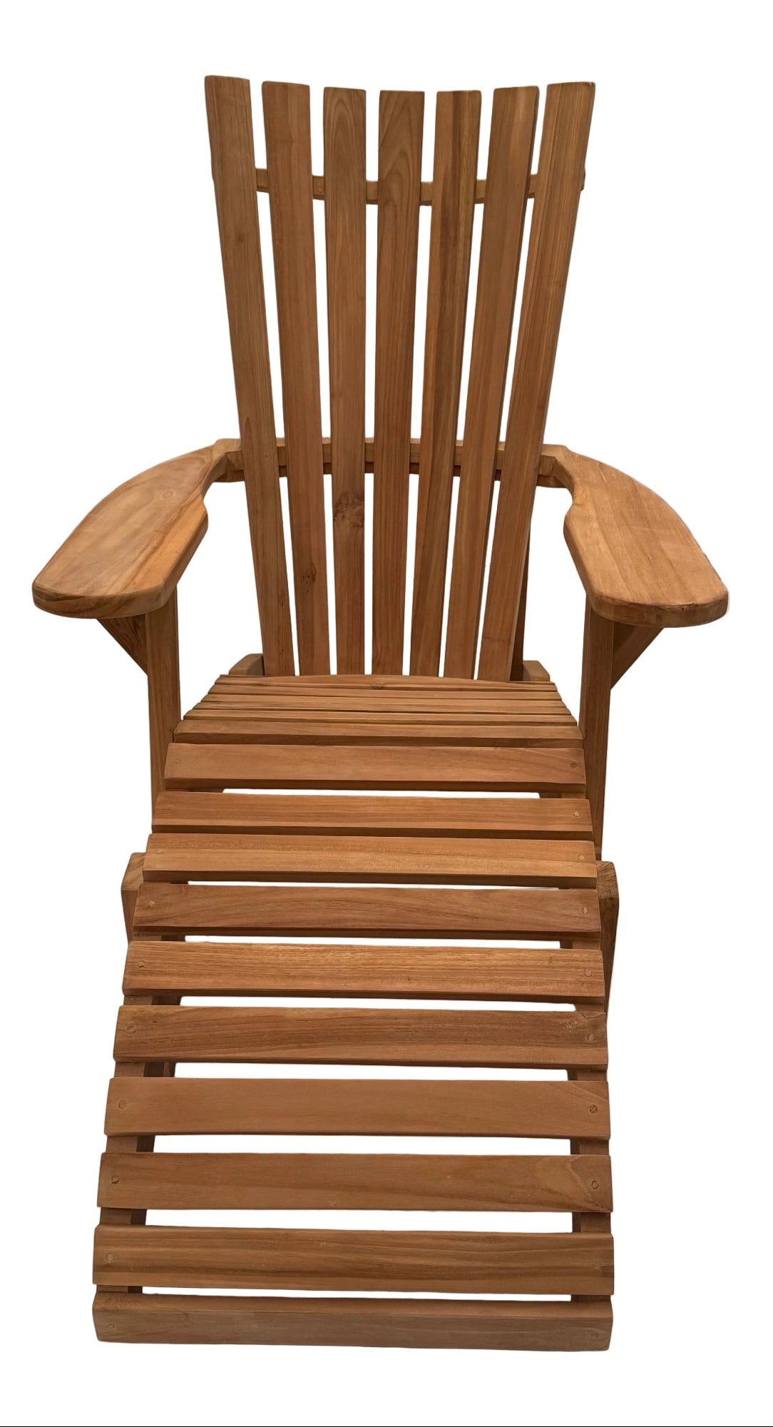 Square Back Teak Sun Lounger with Separate Leg Rest