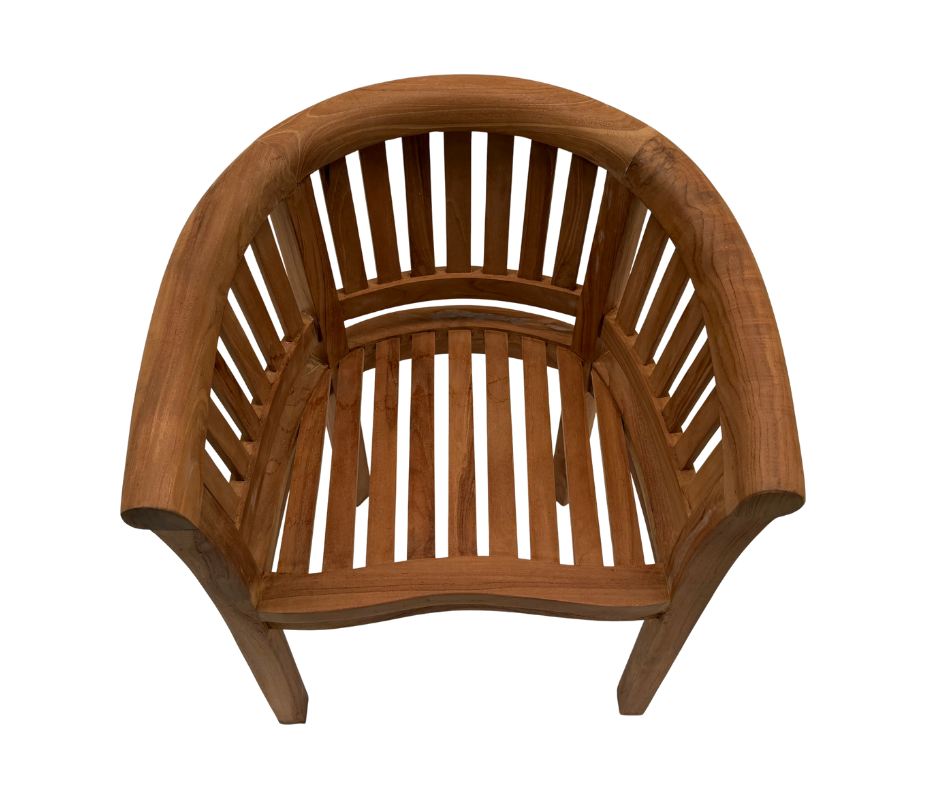 Crescent Teak Garden Chair With Vertical Slats