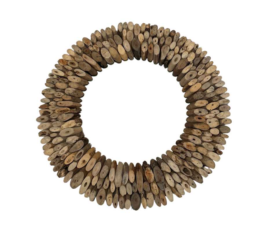 Stick Wood Round Wall Mirror