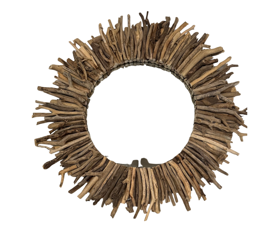 Leaf Effect Round Wall Mirror